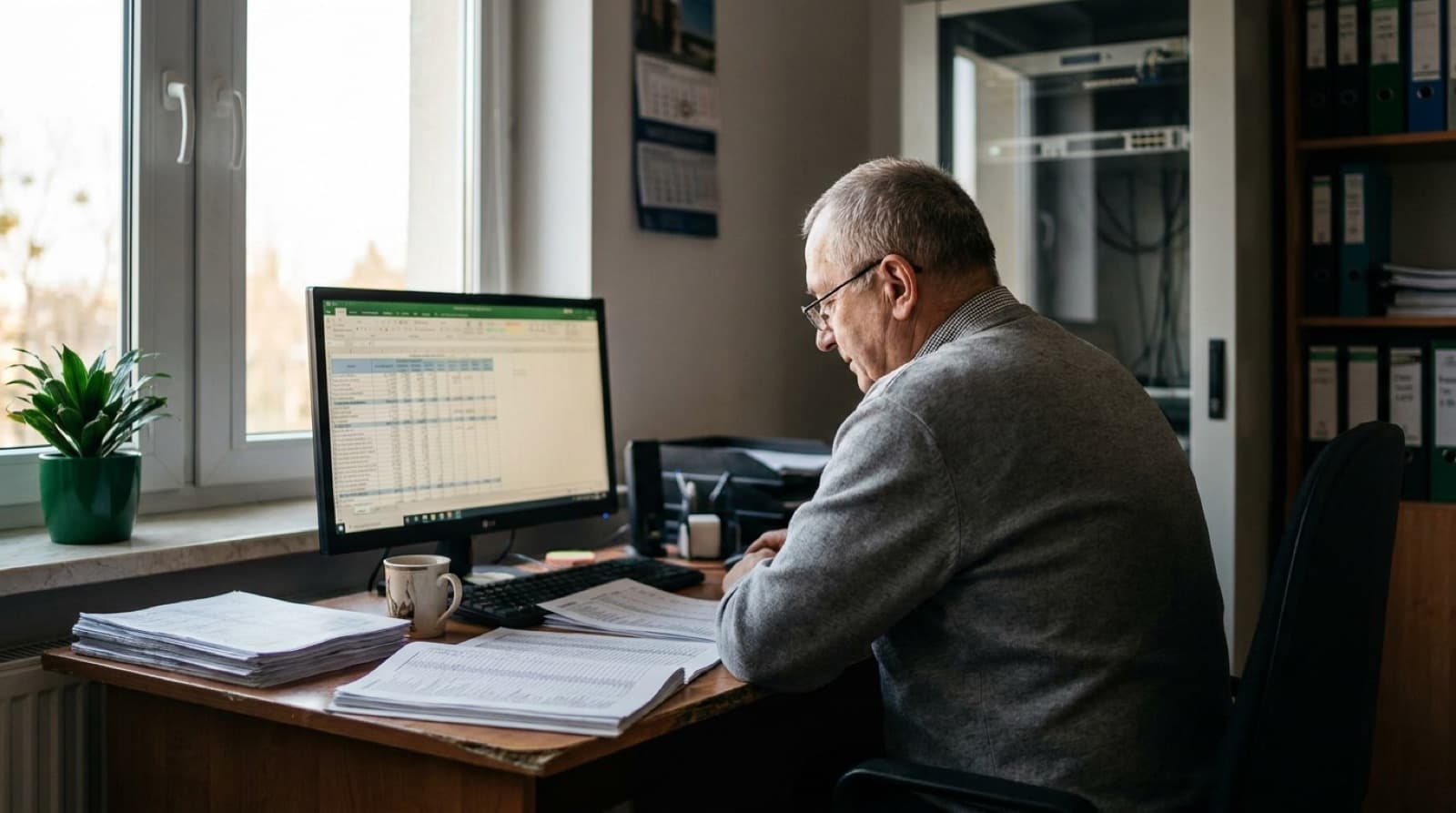 Księgowa sprawdza plan kont w programie księgowym