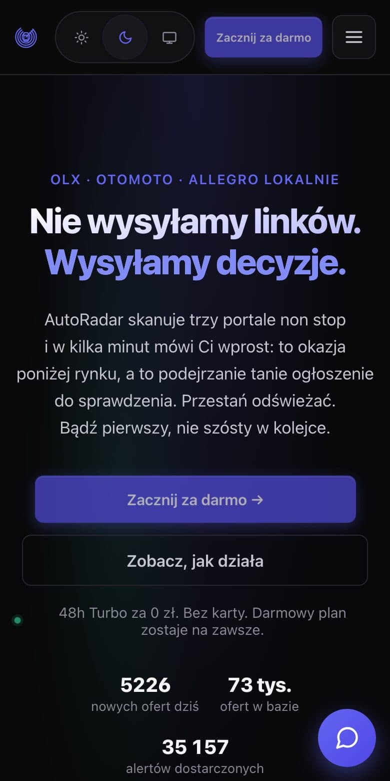 AutoRadar na ekranie telefonu