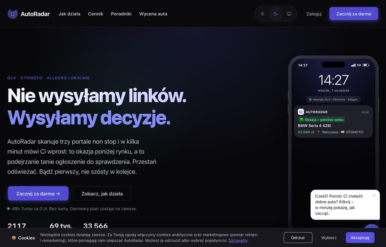 Strona AutoRadar - Kierowcy i handlarze, którzy polują na okazje w ogłoszeniach samochodowych.