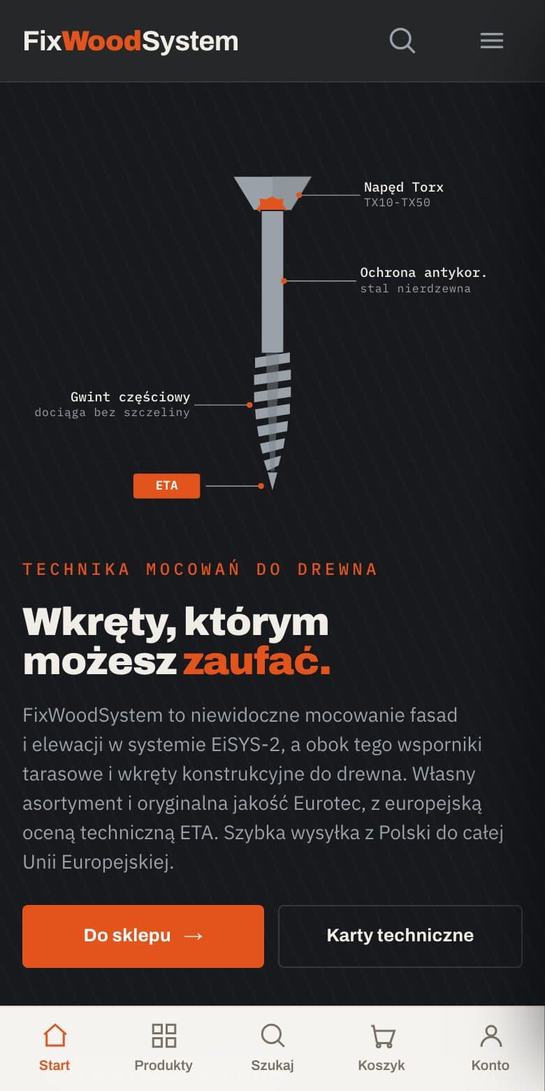 FixWoodSystem na ekranie telefonu