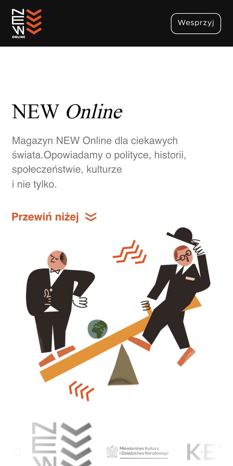 NEW Online na ekranie telefonu